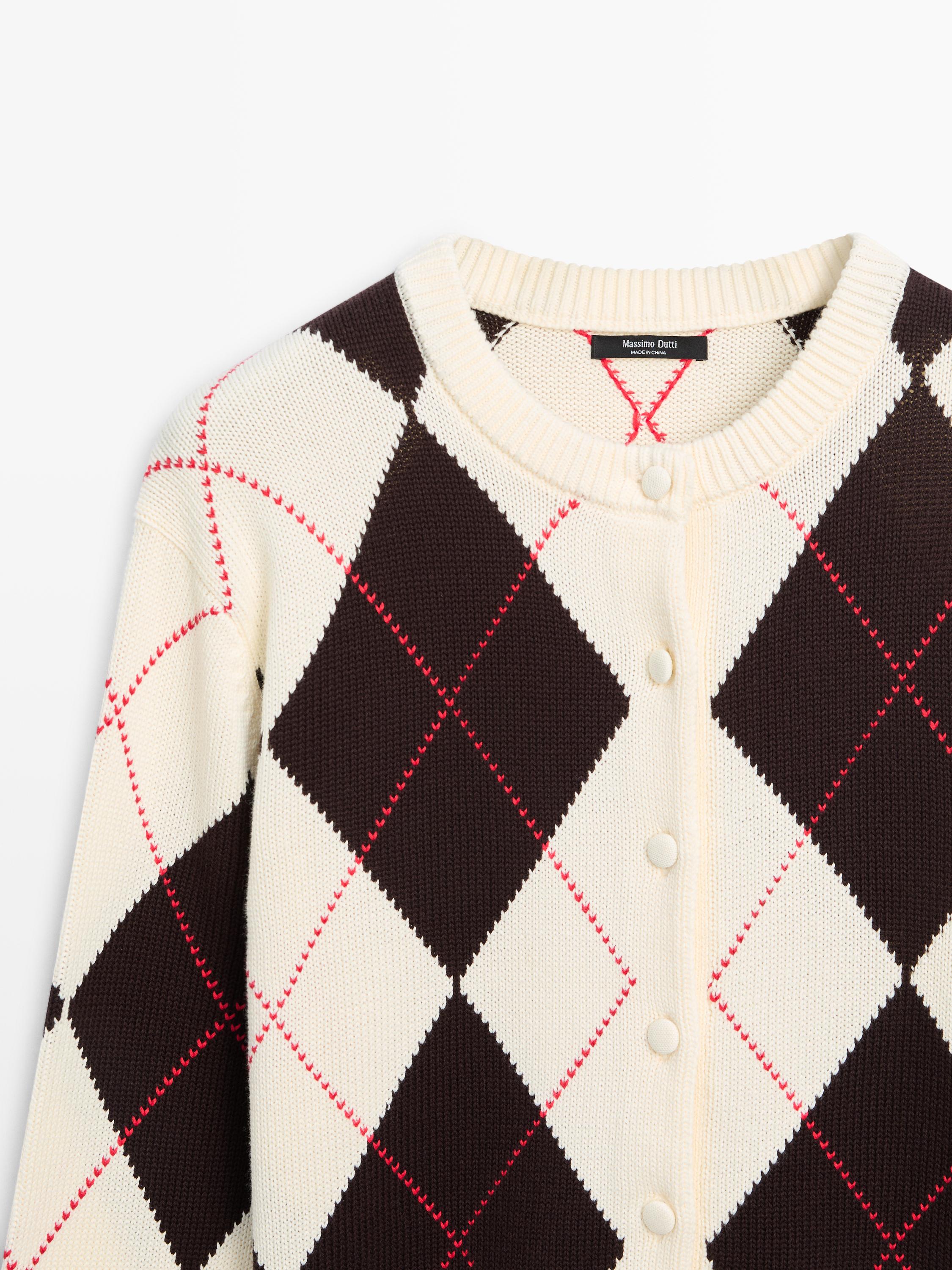Cardigan à losanges en coton